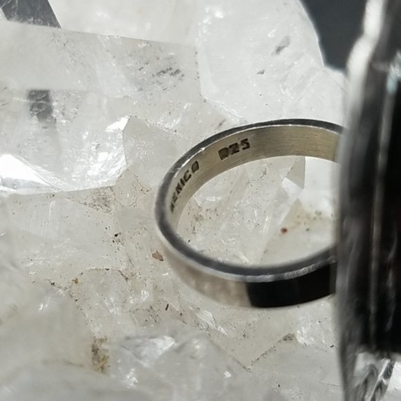 Huge Vintage Mexico Sterling Black Onyx Teardrop Ring - Picture 4 of 5